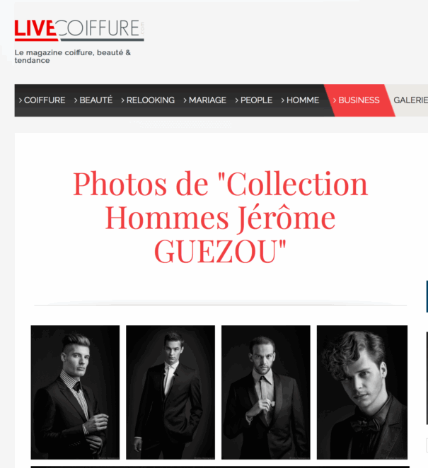 Collection Hommes Jérôme GUEZOU" photos featuring men in suits.